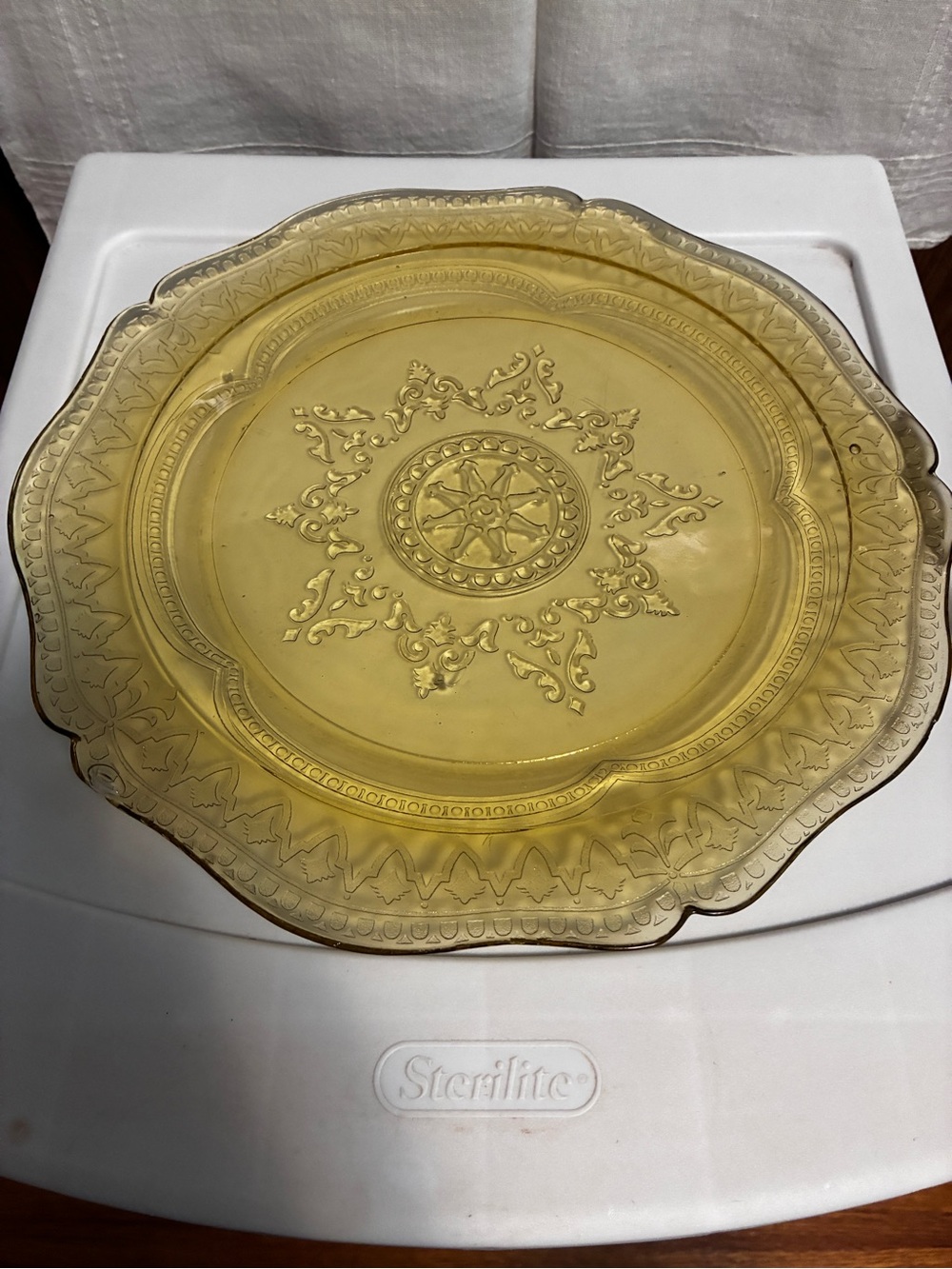 Vintage Federal Patrician Yellow Depression Glass Serving Plate 10.75”